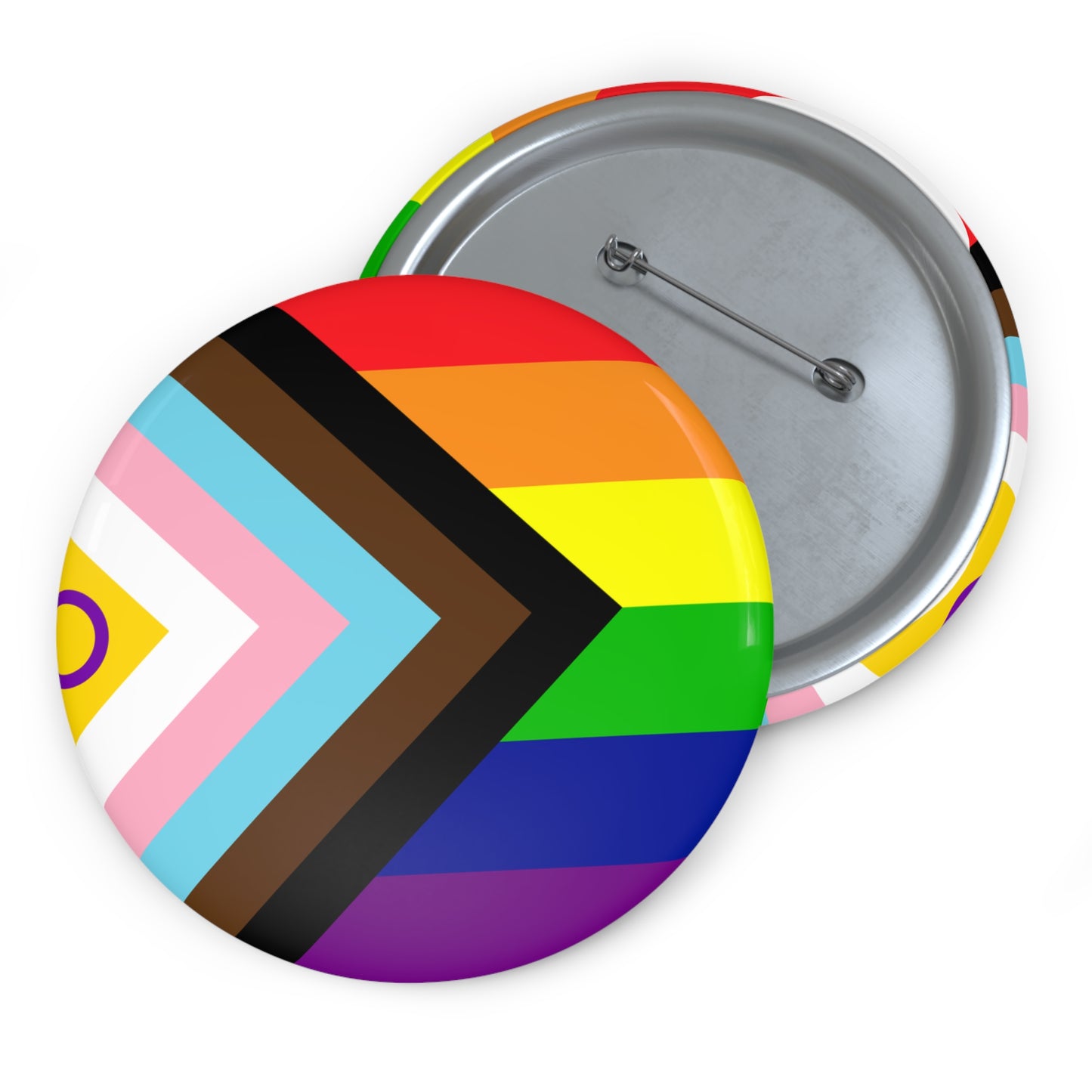 Progress Pride Pin Button – LGBTQ Rainbow Badge